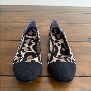 Rothy's Black and Tan Leopard Print Flats